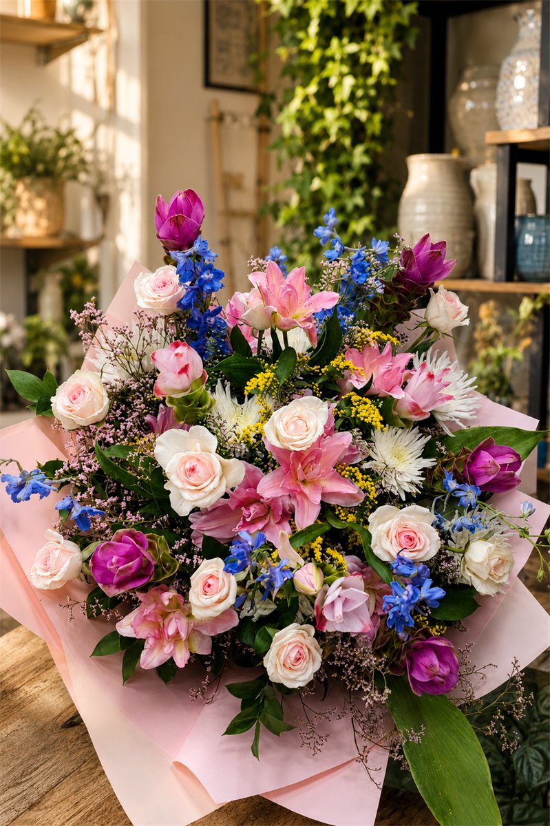 Blush & Blue Grand Bouquet: image 1