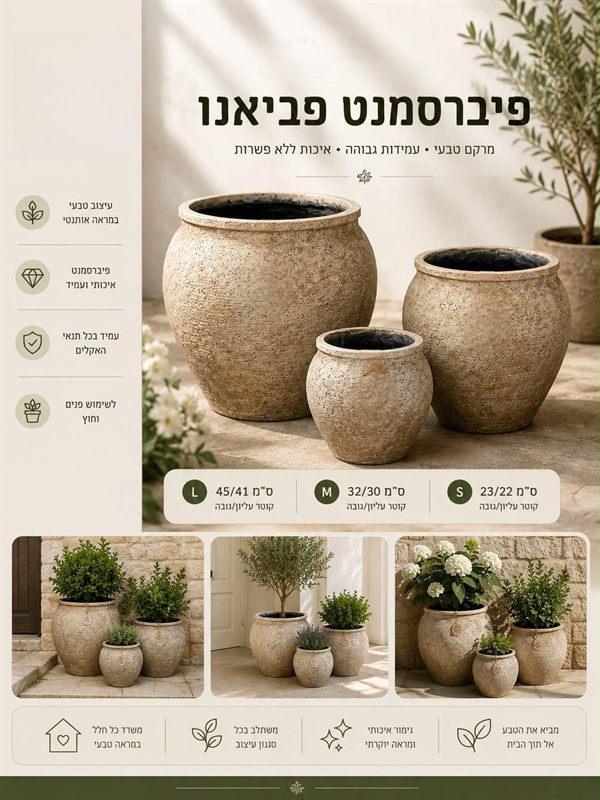 עציץ פיברסמנט פביאנו