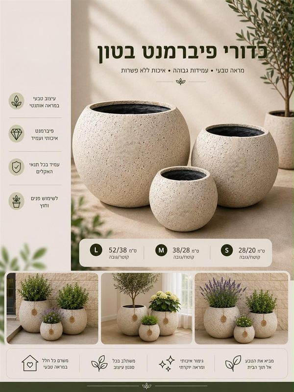 Pot boule en fibrociment