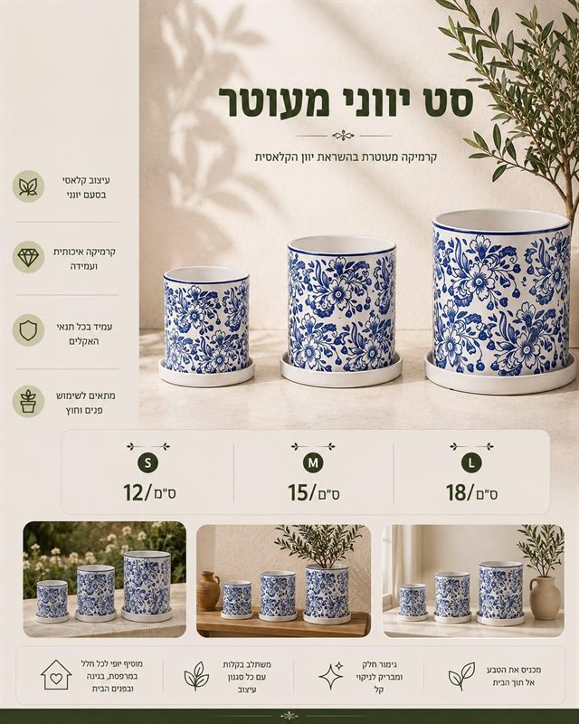 Cache-pot grec décoré